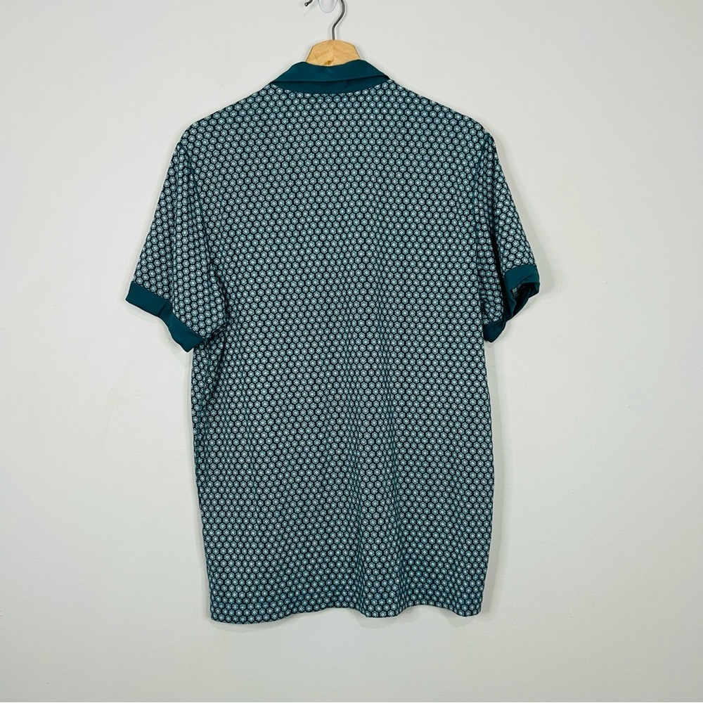 A&F Teal Geometric Pattern Performance Polo Medium - Picture 6 of 6